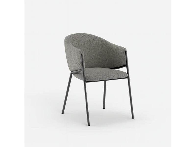  Lot de 2 chaises rembourrées en tissu bouclette easy-clean duna - gris foncé  - Conforama C