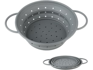 Passoire pliable 28x22.5cm - passoire de cuisine en silicone rétrécissable, résistante à la chaleur et lavable au lave-vaisselle pour pâte