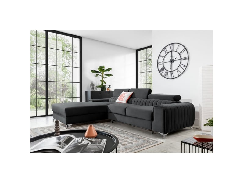  Canapé d'angle gauche gris foncé convertible 3 places jayson convertible avec rangement  - Conforama E