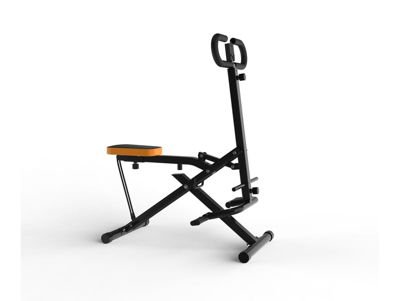Machine de squat pliable 90x58x111 cm noire, abs, caoutchouc et acier q235 avec bandes de résistance - Conforama C