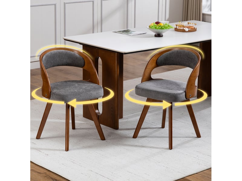  Chaise de salle à manger pivotante à 360°, lin gris  - Conforama D