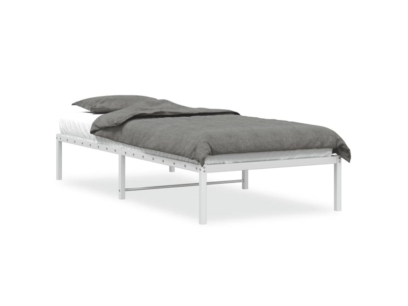  Lit simple- lit adulte -  cadre de lit métal sans matelas blanc 90x190 cm  - Conforama A