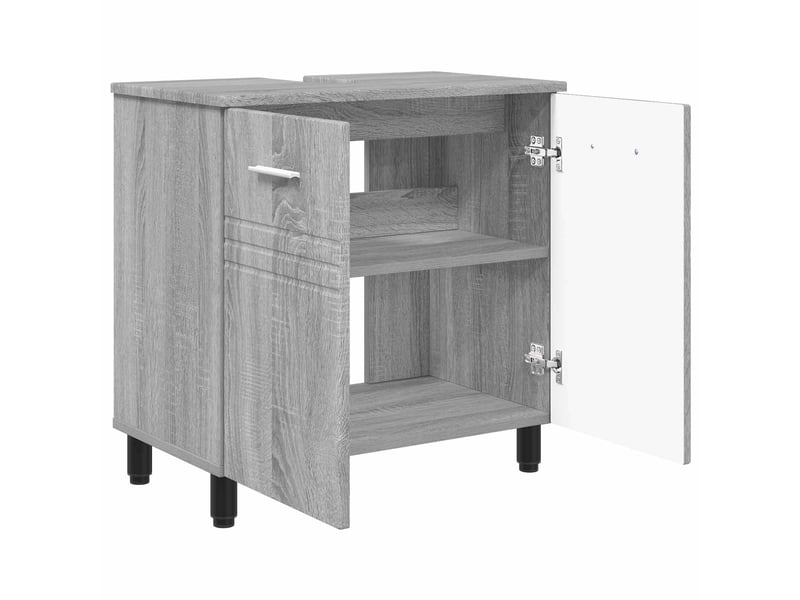  Unité de vanité de salle de bain, meuble de rangement sonoma gris 60x35x60 cm shl5214  - Conforama D