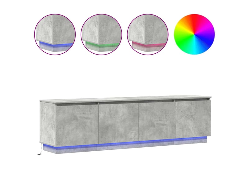 Meuble tv - banc tv - meuble de rangement 180 x 38 x 49 cm gris béton bois d'ingénierie  - Conforama D