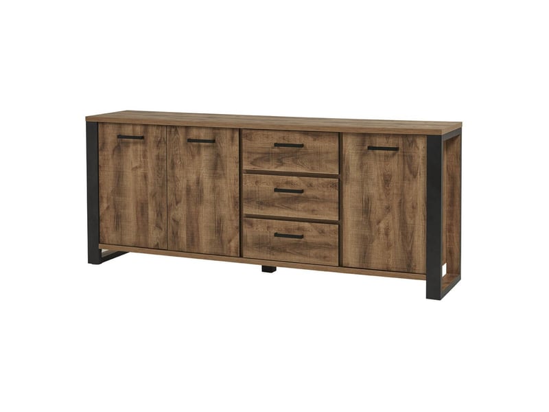  Buffet 3 portes aspect chêne artisan avec structure noir graphite - osam OSAM - Conforama A