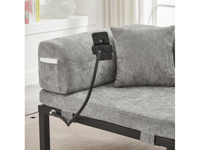  Canapé convertible 1 place en velours gris clair, pliant et escamotable, pour petits espaces, idéal dans la chambre  - Conforama D