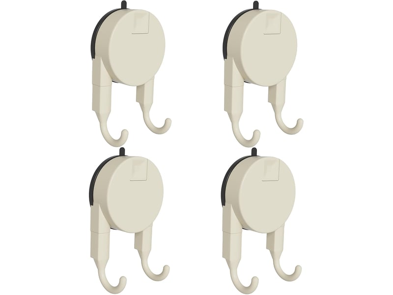  Lot de 4 crochets à ventouse solides pour douche, salle de bain, cuisine, supports imperméables et robustes pour peignoir, serviette, blanc - réf. Szpb845586jjzj  - Conforama A