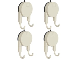 Lot de 4 crochets à ventouse solides pour douche, salle de bain, cuisine, supports imperméables et robustes pour peignoir, serviette, blanc - réf. Szpb845586jjzj