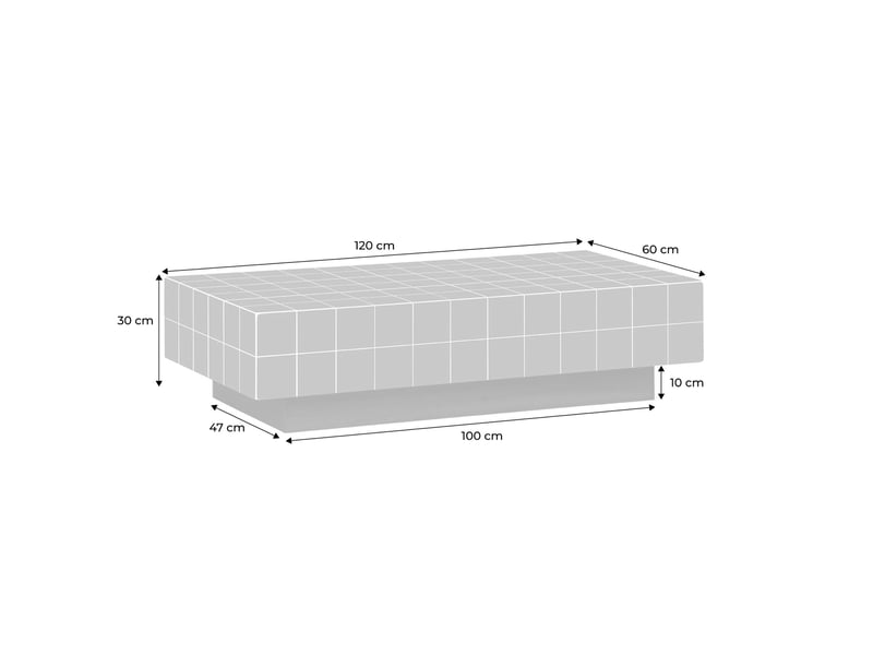  Table basse imitation carreaux de ciment 120cm kaki - grid  - Conforama D