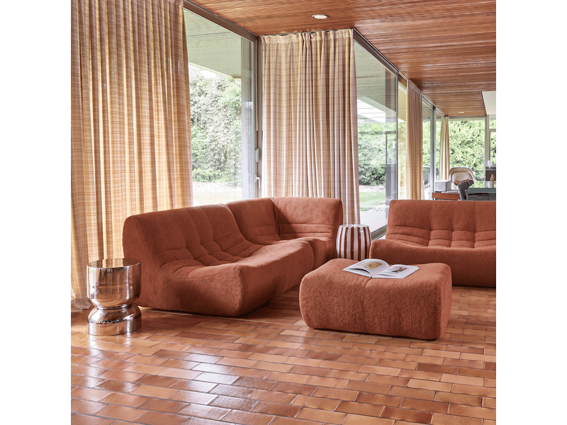 Canapé d'angle modulable 5 places avec repose pied bouclette texturée terracotta - sokol - Conforama E