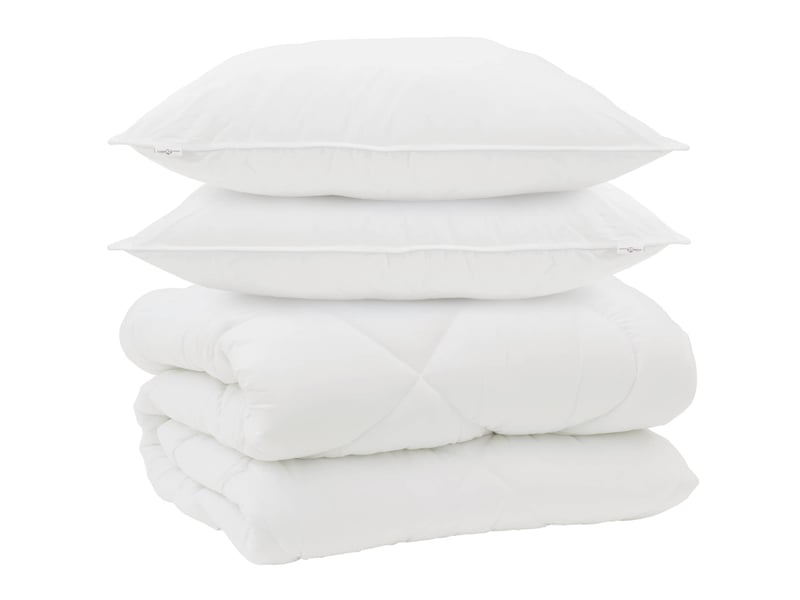  Duvet d'hiver avec oreiller 3 pièces - couette blanc microfibre  - Conforama A