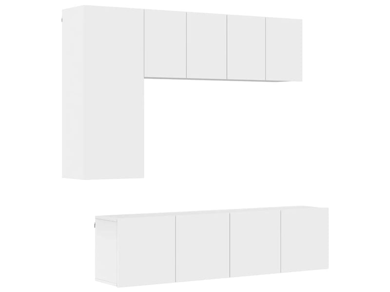  Meuble tv - unités murales tv 5 pcs blanc bois d'ingénierie  - Conforama A