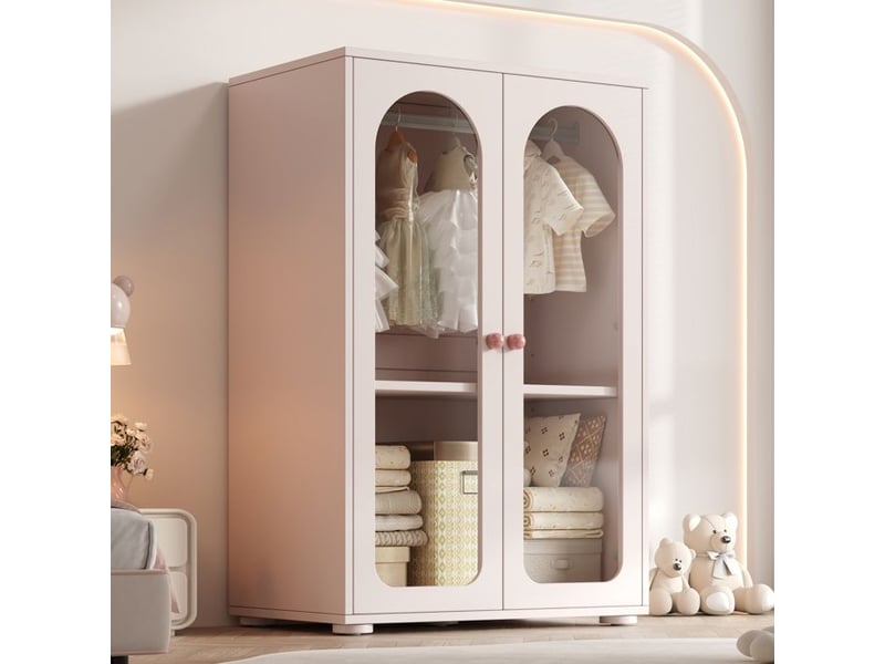  Armoire à vêtements - 2 portes en acrylique transparent - dimensions compactes 80×50×120 cm - étagères réglables YJP-N883P33143233P - Conforama C