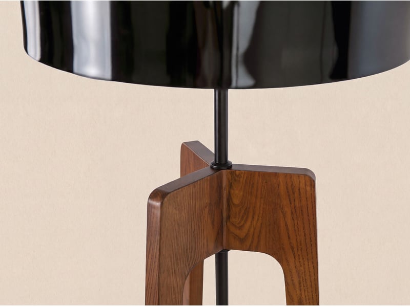  Lampadaire en aluminium noir et blanc et bois de pin couleur noyer 8110 - Conforama E
