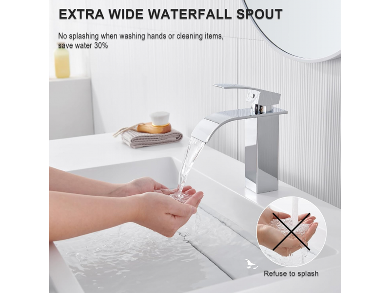  Robinet de lavabo galvanisé avec douchette cascade, robinet de salle de bain avec douchette, robinet de lavabo  - Conforama B