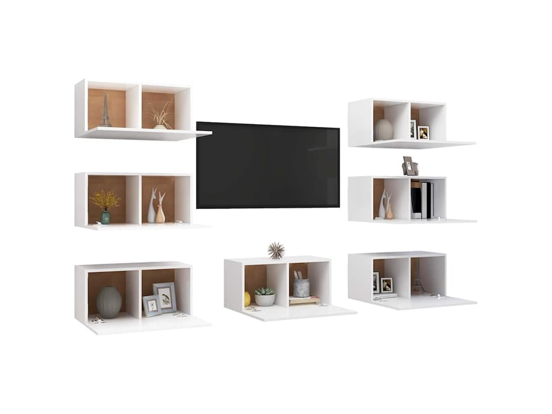  Meubles tv - banc tv - meuble de rangement 7 pcs blanc 30,5x30x60 cm bois d'ingénierie  - Conforama C