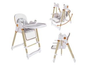 Chaise haute bébé 59x76x96 cm, tablette amovible, chaise évolutive bébé, harnais 5 points, dossier inclinable, blanc, pu