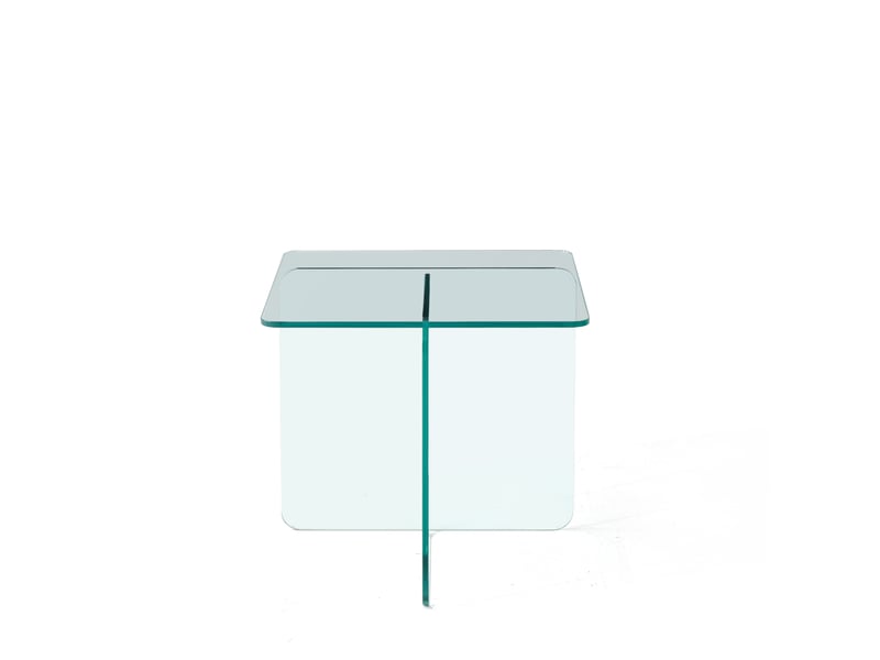  Table d'appoint verre trempé transparent 45 x 45 cm  - Conforama D