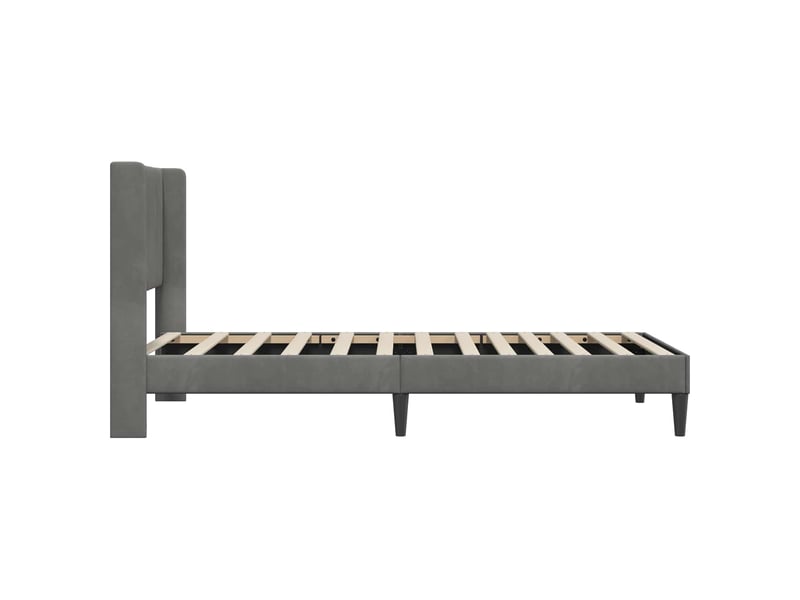  Lit simple- lit adulte -  cadre de lit avec tête de lit gris foncé 80 x 200 cm velours  - Conforama D