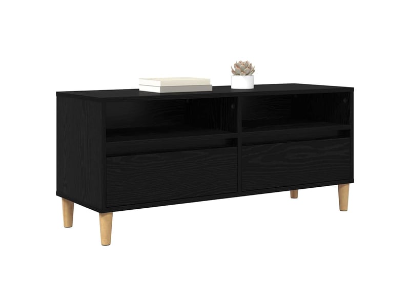  Meuble tv - banc tv - meuble de rangement 100 x 34,5 x 44,5 cm chêne noir bois d'ingénierie  - Conforama C
