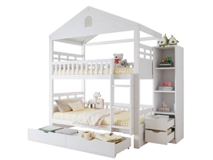 Lit superposé 2x90x200 cm OKWISH   coloris blanc
