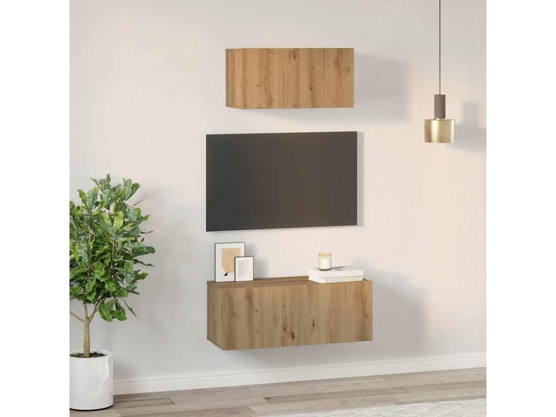  Ensemble meuble tv - banc tv - meuble de rangement 2 pcs chêne artisanal bois d'ingénierie  - Conforama D