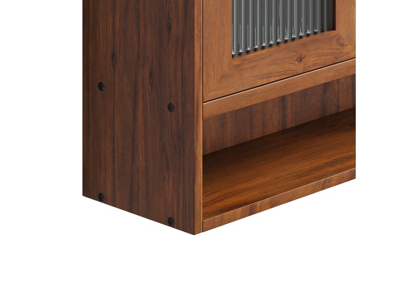  Armoire murale 90x20x60 cm, 2 portes coulissantes, rangement, 3 niveaux, gain de place, design moderne, bois, marron  - Conforama E