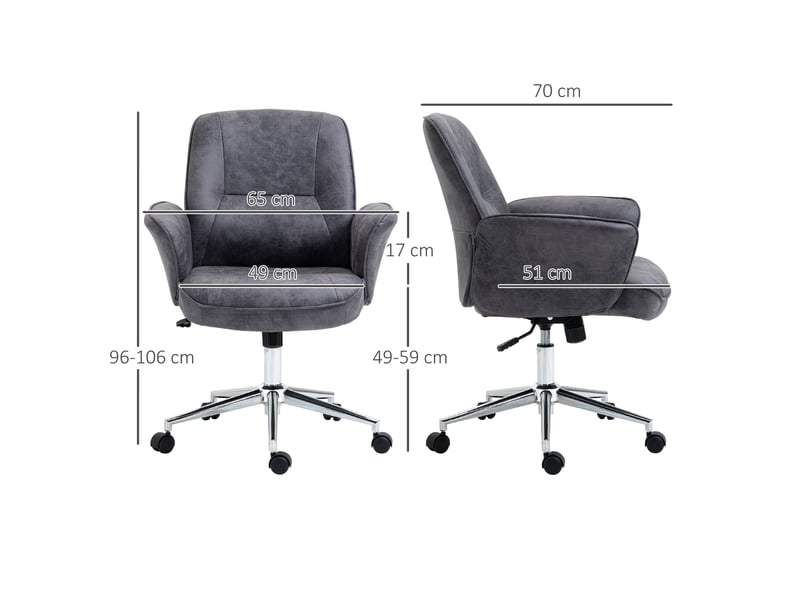  Chaise de bureau, réglable en hauteur, à bascule, pivotante, en acier, gris foncé, 65 x 70 x 106 cm  - Conforama E