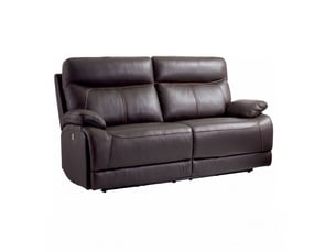Canapé droit relax électrique <strong>ALTOBUY</strong> <strong>BALIOS</strong> 2 places Assise Cuir / Caisse PU marron