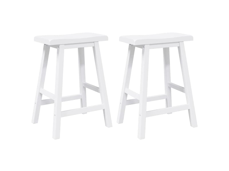  Lot de 2 tabouret de bar, chaise de bar en bois massif blanc et caoutchouc shl24111  - Conforama A