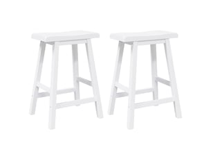 Lot de 2 tabouret de bar, chaise de bar en bois massif blanc et caoutchouc shl24111