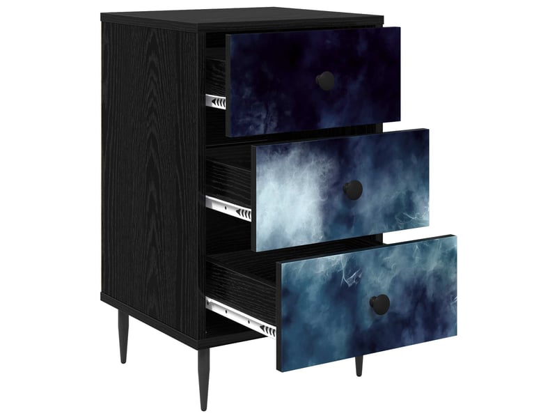  Table de chevet - cabinet de chevet - table de nuit raalte chêne noir 36 x 33 x 61 cm  - Conforama C