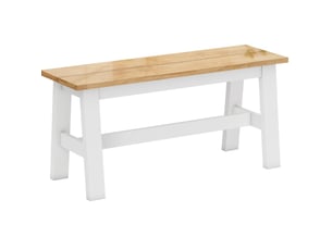 Banc 2 places 95 x 30 x 45 cm chêne et blanc en bois d'hévéa, pour salle à manger, salon ou entrée