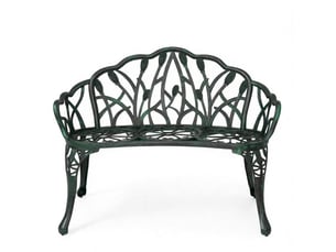 Banc de jardin 2 places 99 x 57 x 78 cm – vert antique – dossier floral ajouré, structure en aluminium coulé