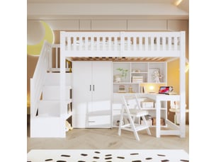 Lit mezzanine 90x200 cm <strong></strong> <strong></strong> coloris blanc