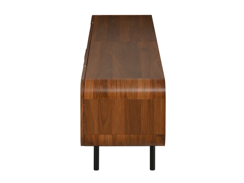  Meuble tv 180 cm noyer style médiéval mdf et panneaux de particules avec 3 portes 2 tiroirs et passe-câbles pour salon evarich - Conforama A