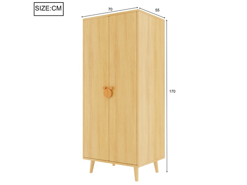  Armoire,70x55x170 cm,2 portes,mdf,coloris bois naturel  - Conforama C