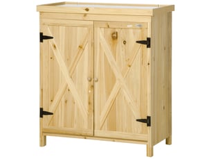 Armoire de jardin en bois massif plateau métal galvanisé 80 x 45 x 92 cm