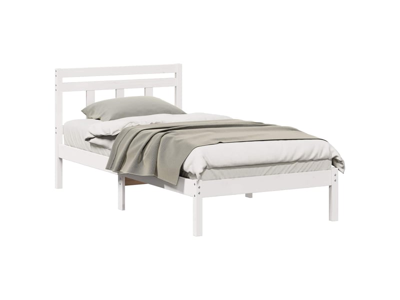 Lit simple- lit adulte -  cadre de lit blanc 100 x 200 cm pin massif  - Conforama A
