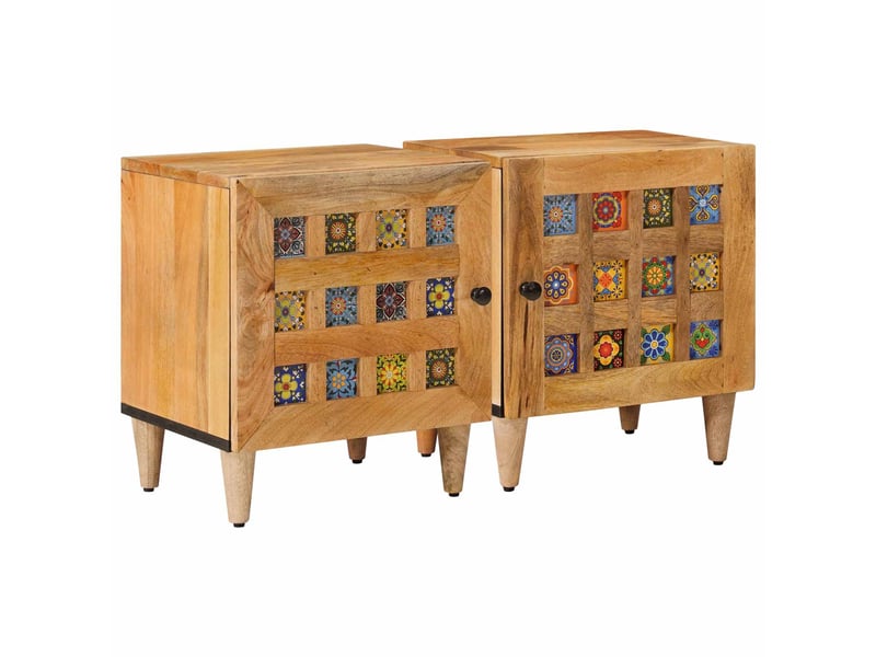  Table de chevet 2 pièces naturel 40 x 33,5 x 46 cm  - Conforama B