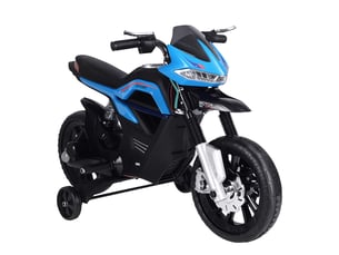 Moto électrique 6v pour enfants avec roues et phares, en pp et métal, 105 x 52,3 x 62,3 cm, bleue et noire