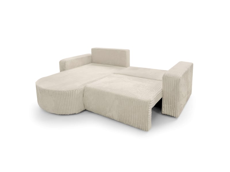 Kiara - canapé d'angle compact réversible et convertible 4 places en velours côtelé épais  - Conforama C