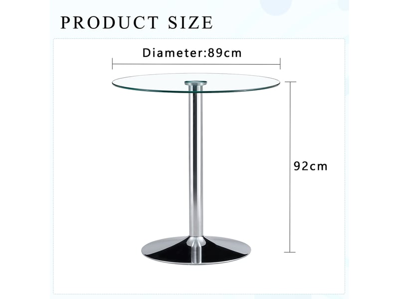  Table haute ronde en verre – design minimaliste argenté – ø 89 x h 92 cm  - Conforama D