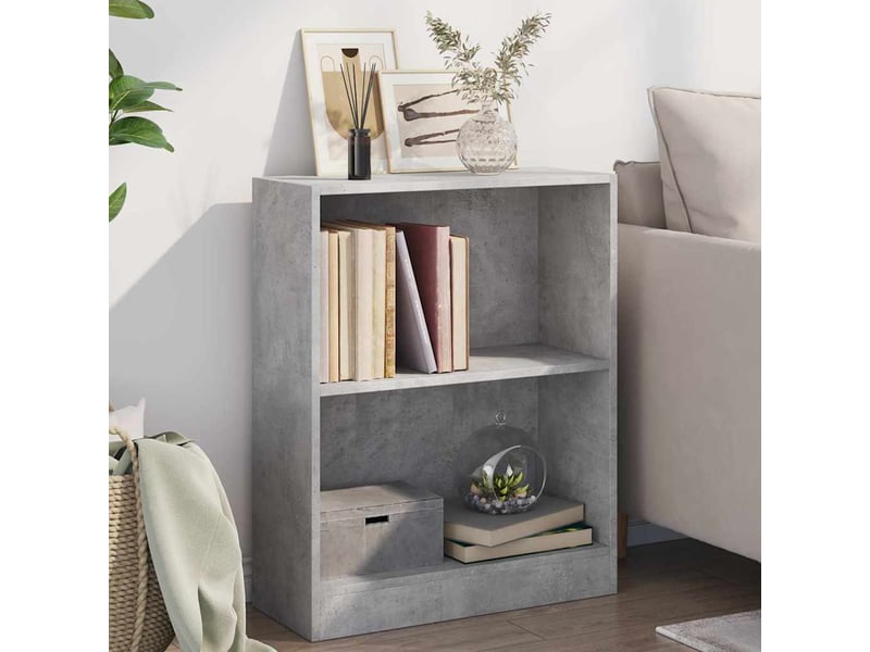  Bibliothèque, meuble de rangement salon gris béton 60x24x76 cm bois d'ingénierie  - Conforama B