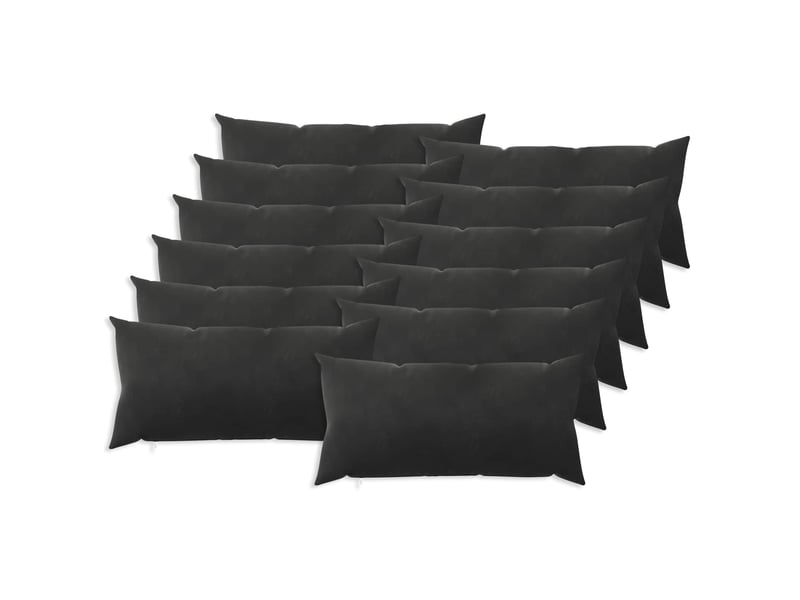  Lot de 12 coussins avec oreiller, coussins décoratifs heerlen noir velours cf50139  - Conforama A