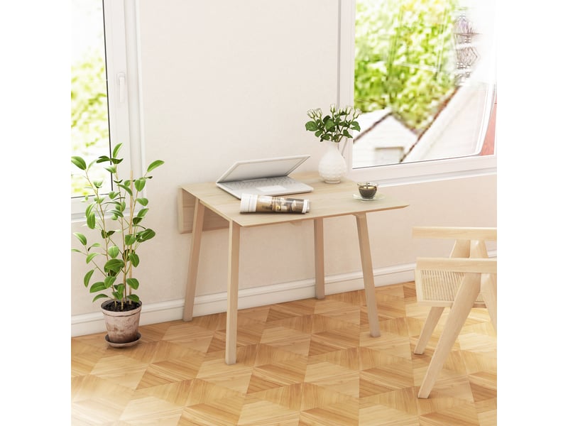  Table de salle à manger pliante, table de cuisine, 2 sections dépliables, 110 x 86 x 75 cm, naturelle  - Conforama D