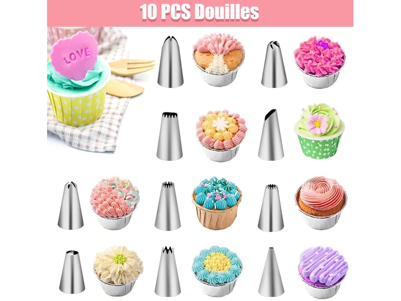 Ensemble de poches à douille, douilles à pâtisserie, accessoires de pâtisserie (rose,40 pièces) - pink - Conforama D