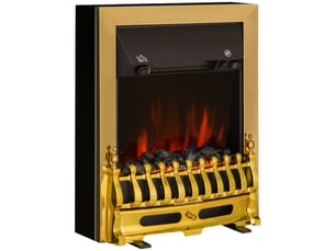Cheminée électrique effet flamme style néo rétro, thermostat 1000 ou 2000 w, noir et doré