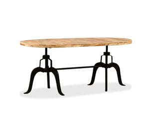Vidaxl table à manger bois de manguier massif et acier 180 cm