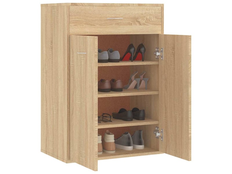  Meuble à chaussure, armoire à chaussures chêne sonoma 60x35x84 cm bois d'ingénierie  - Conforama D